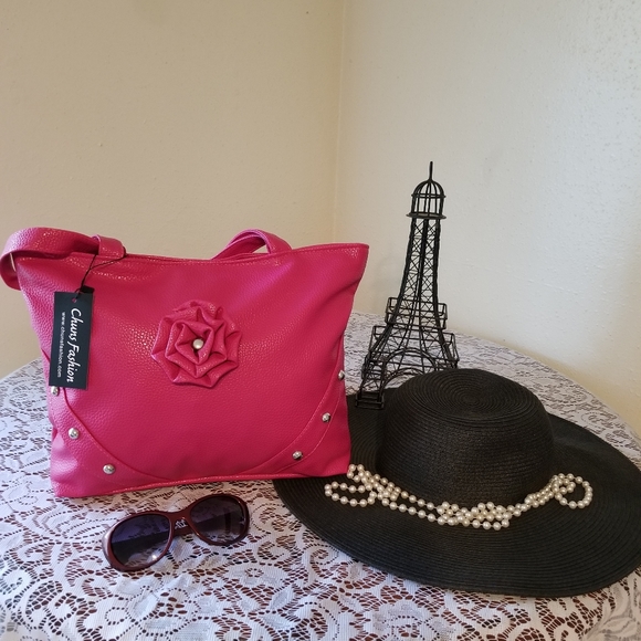 ❤316 Handbags - 'My Fair Rosette' Fuschia Purse